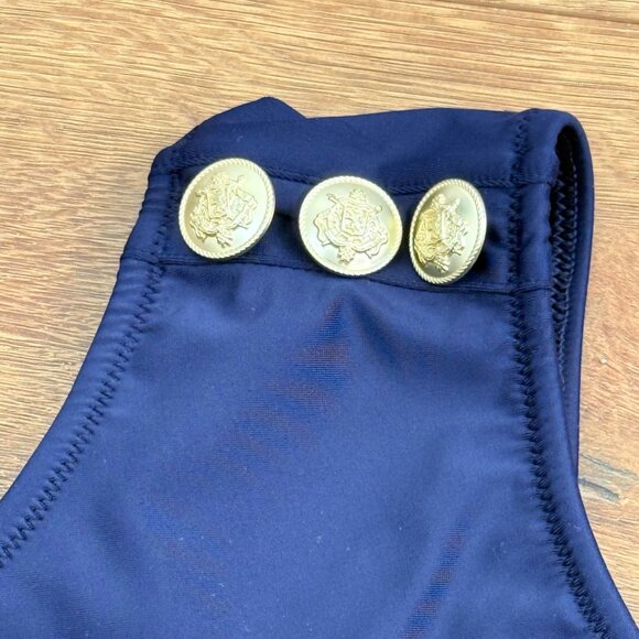 J Crew Cutout One Piece Full Coverage Buttons Swimsuit Womens 20 Navy Blue NEW - Picture 4 of 7